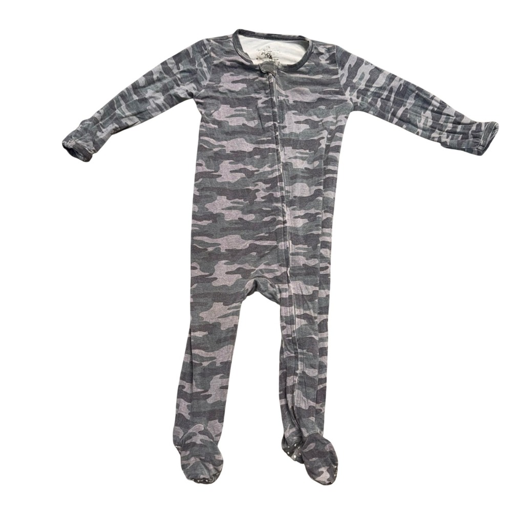 Caden Lane Footie Sleeper Baby 6-12M Grey Camo Good Bamboo Zip